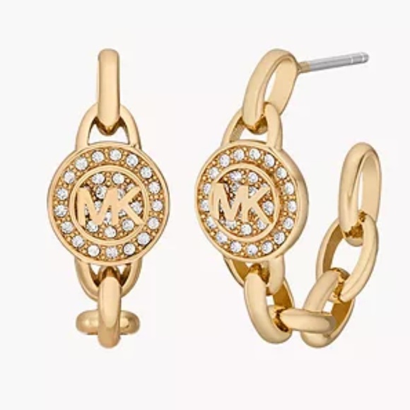 Michael Kors Jewelry - Michael Kors Logo Hoop Earrings Gold-tone NWT